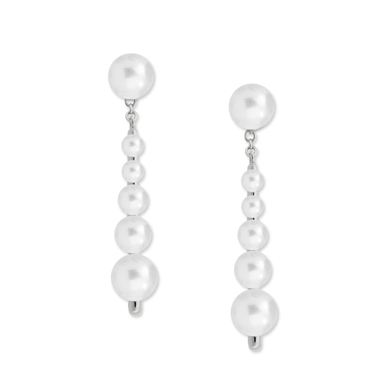 Sterling Silver Graduated Pearls Interchangeable Enhancer Earrings