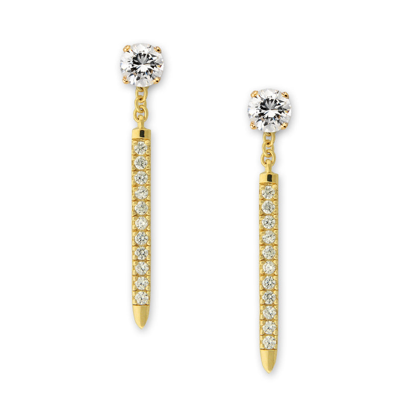 Gold Line of Cubic Zirconias Enhancer Earrings