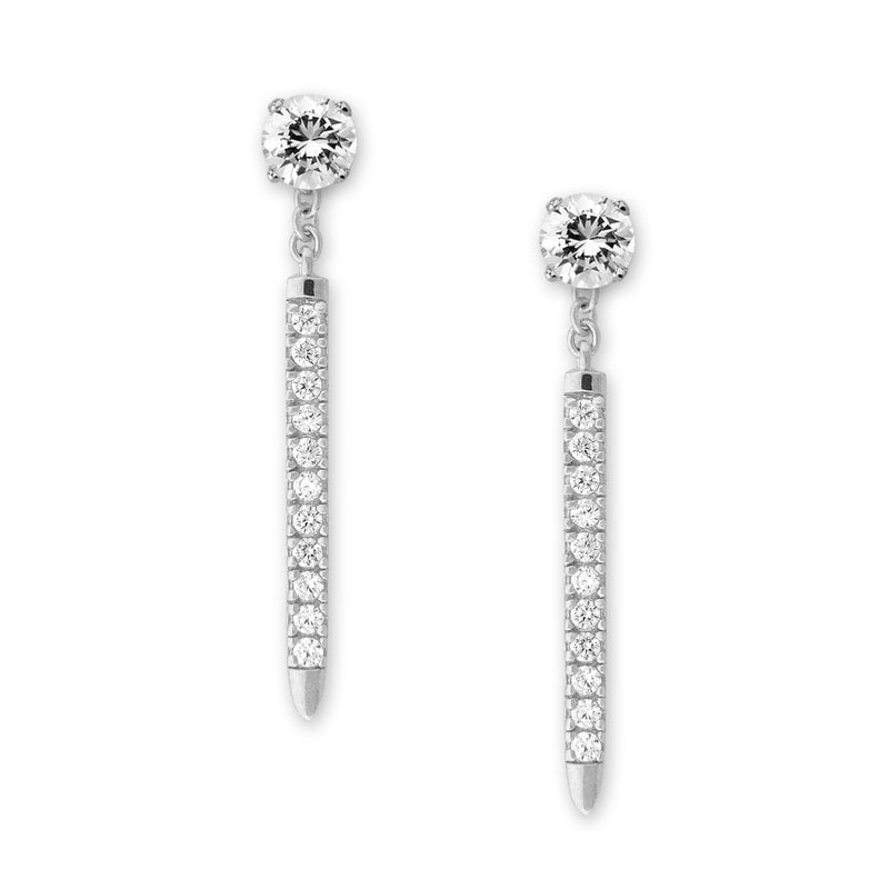 Silver Line of Cubic Zirconias Enhancer Earrings