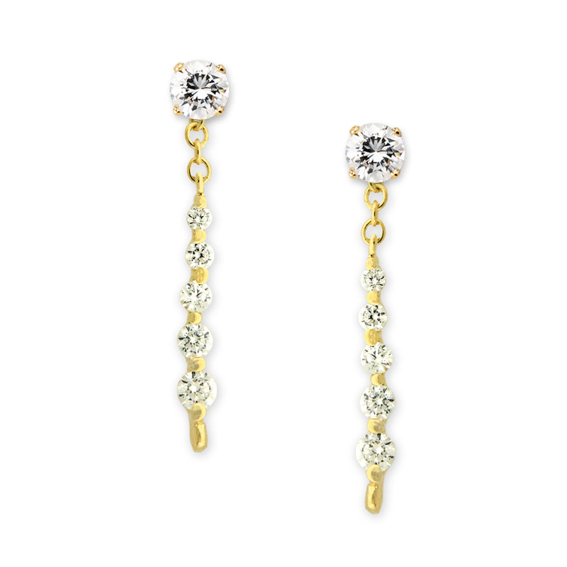 18k Gold Over Silver Graduated Cubic Zirconia Enhancer Earrings