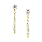 18k Gold Over Silver Graduated Cubic Zirconia Enhancer Earrings