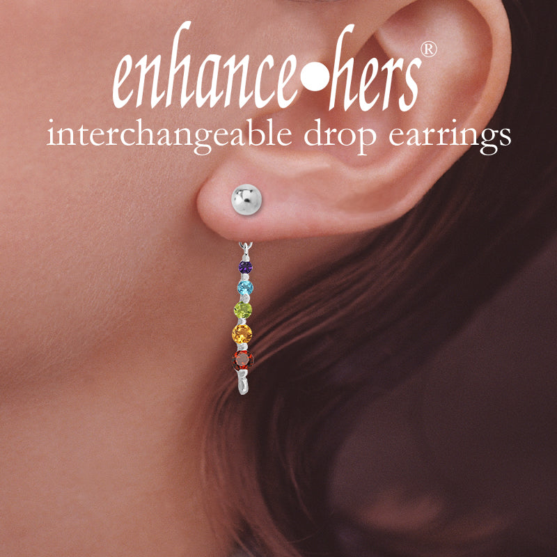 Sterling Silver Graduated Gemstones Enhancer Earrings