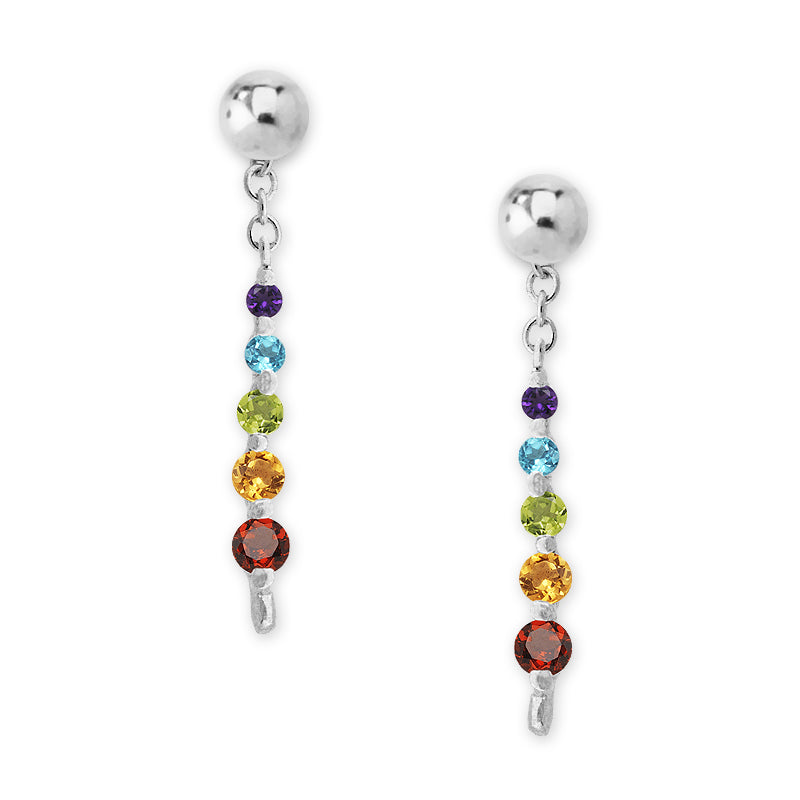 Sterling Silver Graduated Gemstones Enhancer Earrings