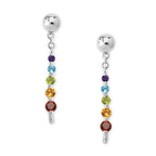 Sterling Silver Graduated Gemstones Enhancer Earrings