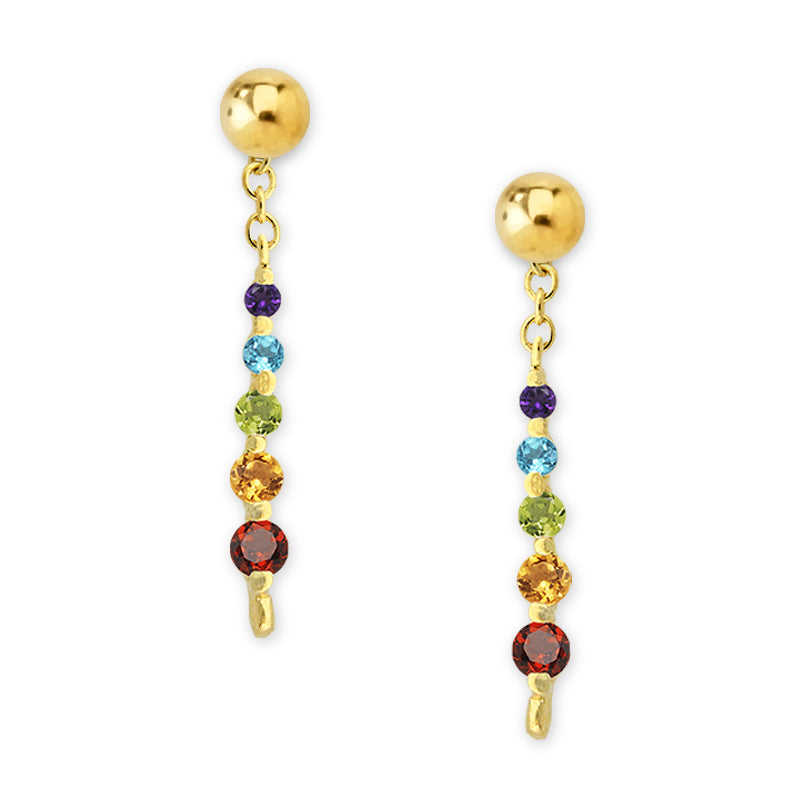 18k Gold Over Silver Graduated Gemstones Enhancer Earrings
