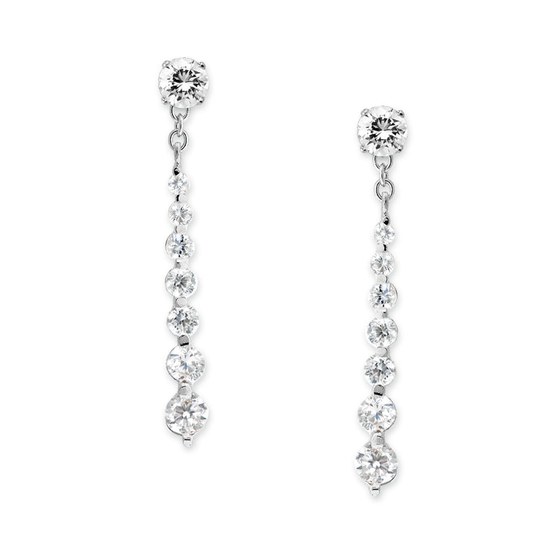 Sterling Silver Graduating CZ Journey Enhancer Earrings