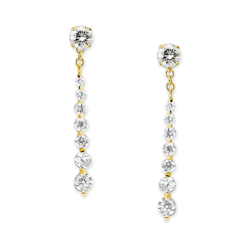 Gold Over Silver Graduating CZ Journey Enhancer Earrings