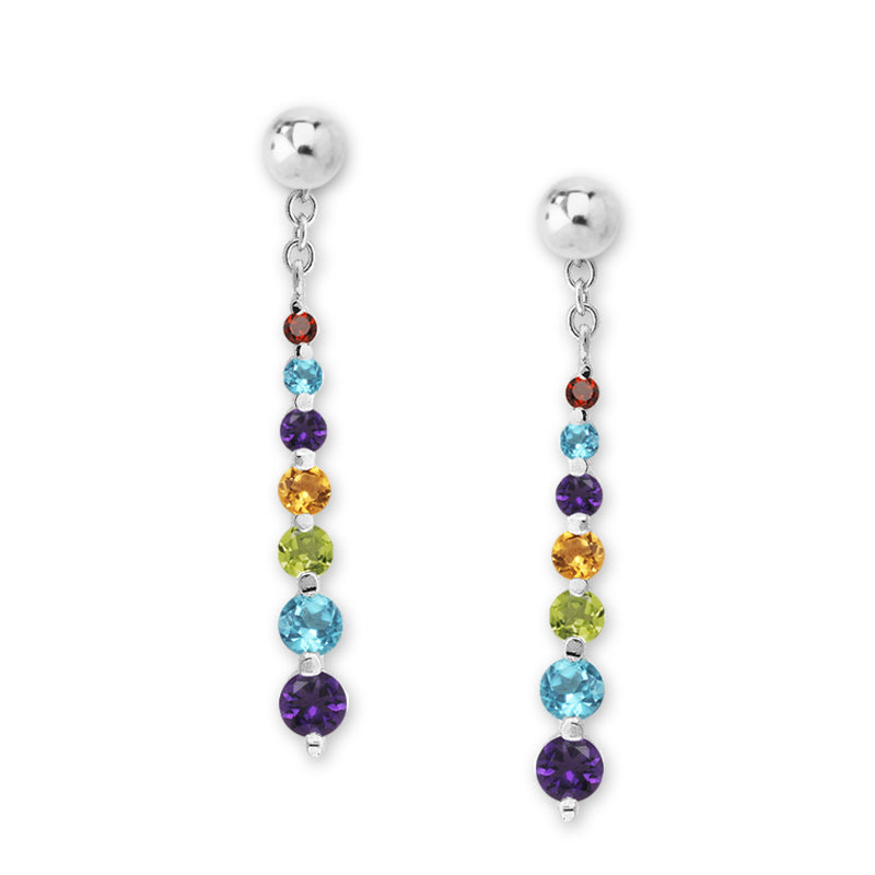 Sterling Silver Graduated Gemstones Enhancer Earrings
