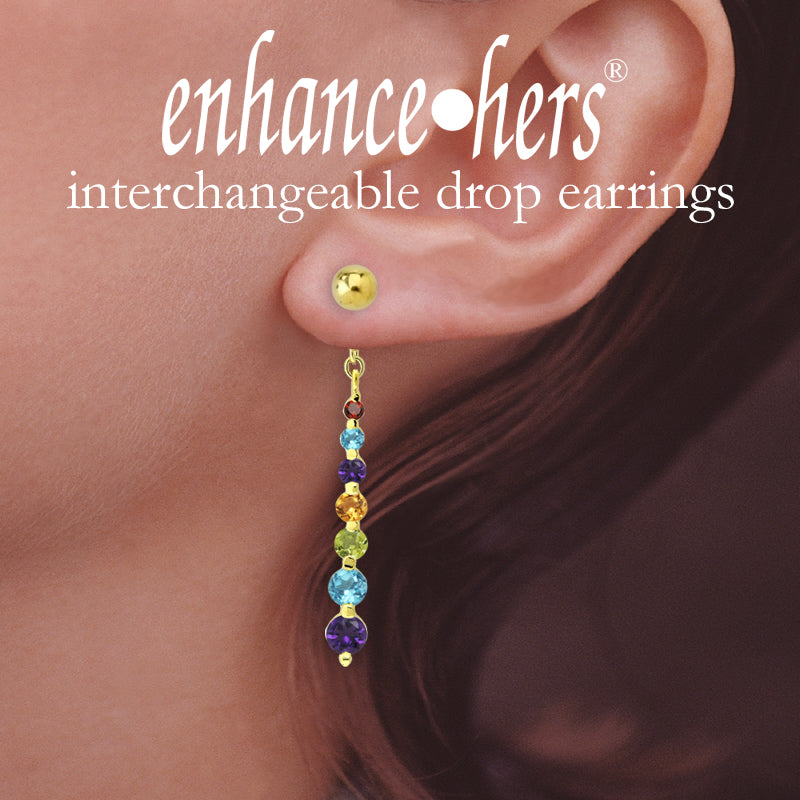 18k Gold Over Silver Graduated Gemstones Enhancer Earrings