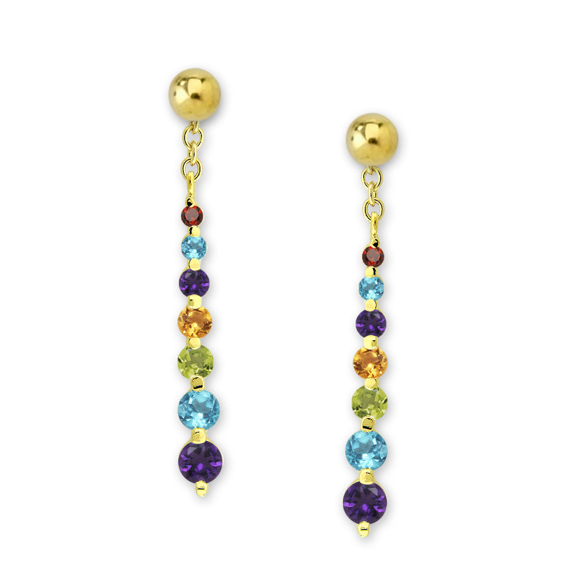18k Gold Over Silver Graduated Gemstones Enhancer Earrings