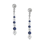 Graduated Birthstone Alternating Cubic Zirconia Interchangeable Enhancer Earrings Silver - Long Version