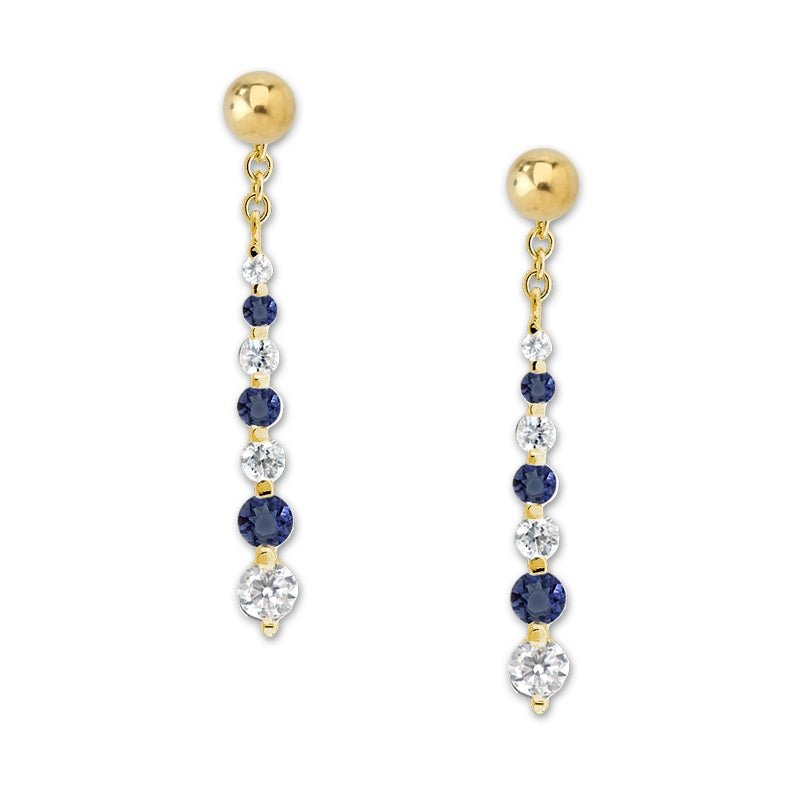 Graduated Birthstone Alternating Cubic Zirconia Interchangeable Enhancer Earrings Gold - Long Version
