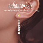 Graduated Birthstone Alternating Cubic Zirconia Interchangeable Enhancer Earrings Gold - Long Version
