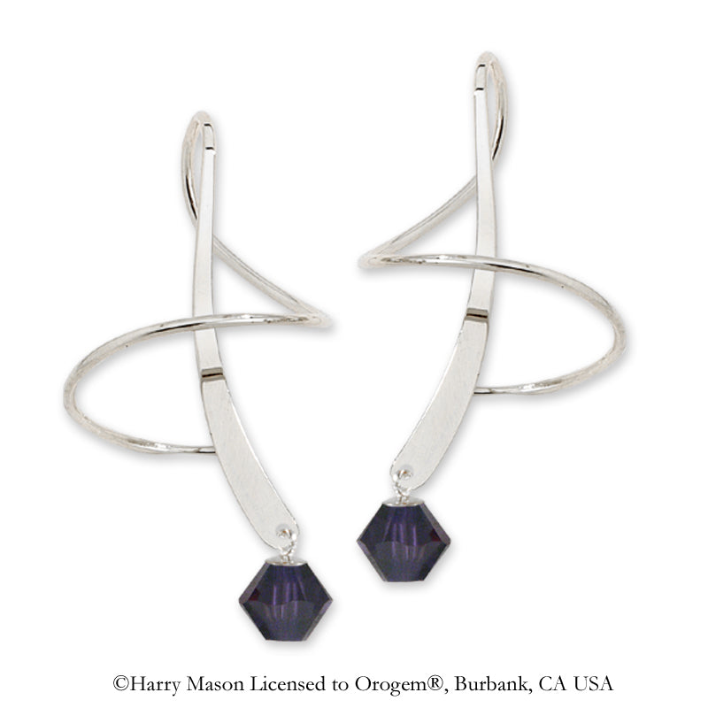Earspiral Earrings by Harry Mason - Swarovski Crystal Dangle - Sterling Silver