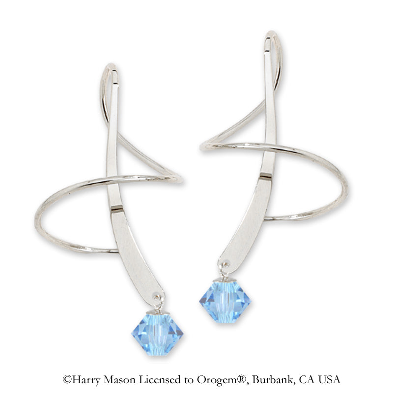 Earspiral Earrings by Harry Mason - Swarovski Crystal Dangle - Sterling Silver