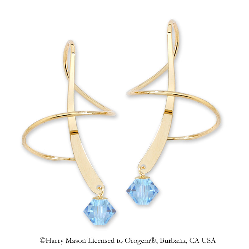 Earspiral Earrings by Harry Mason - Swarovski Crystal Dangle - 18k Gold Over Silver