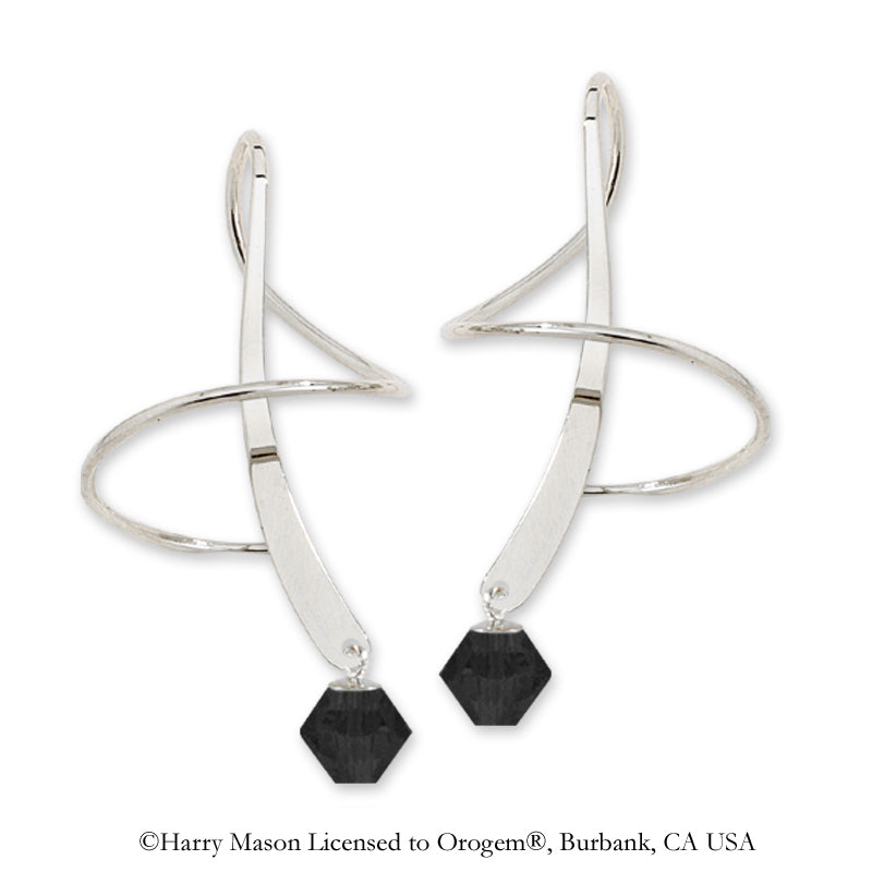 Earspiral Earrings by Harry Mason - Swarovski Crystal Dangle - Sterling Silver