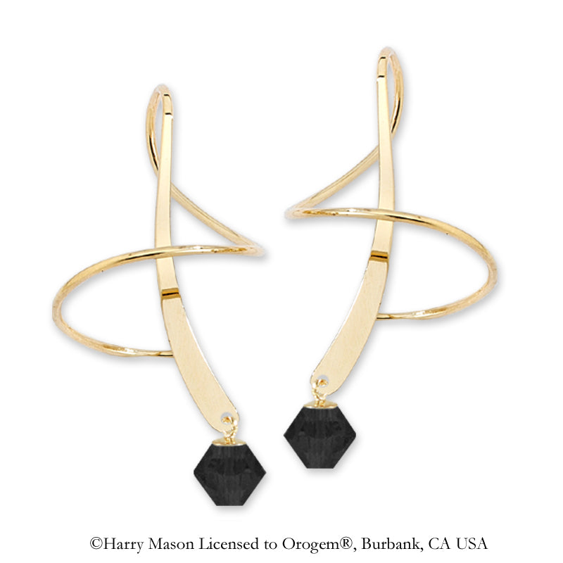 Earspiral Earrings by Harry Mason - Swarovski Crystal Dangle - 18k Gold Over Silver
