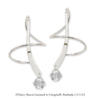 Amethyst and Cubic Zirconia Silver Ear Pin Earrings