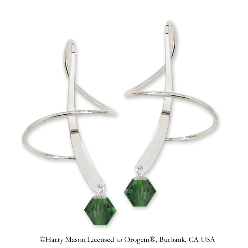 Earspiral Earrings by Harry Mason - Swarovski Crystal Dangle - Sterling Silver