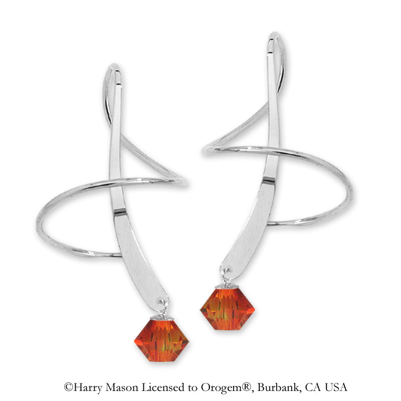 Earspiral Earrings by Harry Mason - Swarovski Crystal Dangle - Sterling Silver