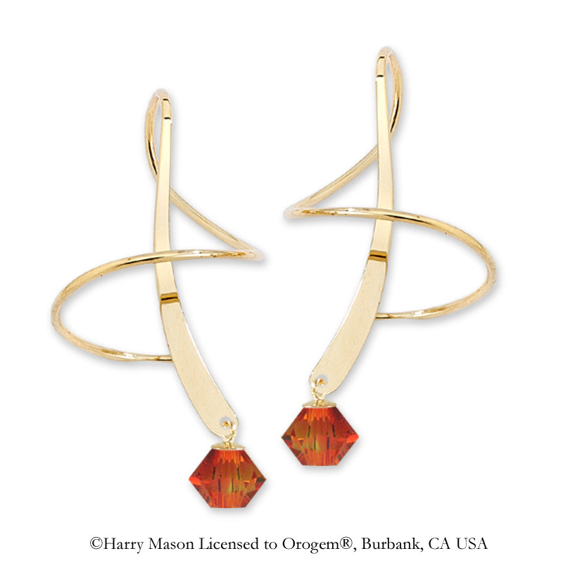Earspiral Earrings by Harry Mason - Swarovski Crystal Dangle - 18k Gold Over Silver