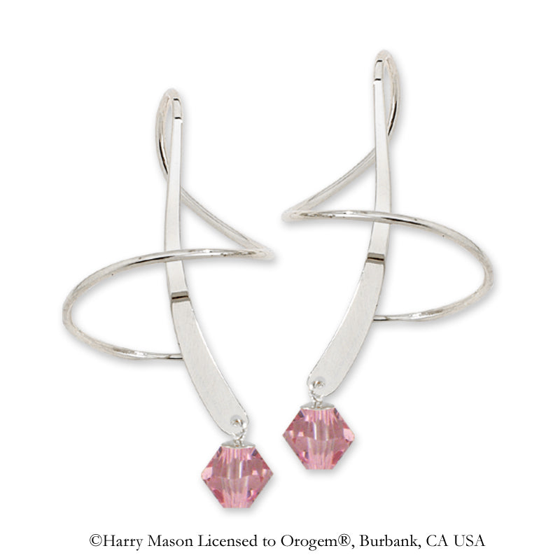 Earspiral Earrings by Harry Mason - Swarovski Crystal Dangle - Sterling Silver