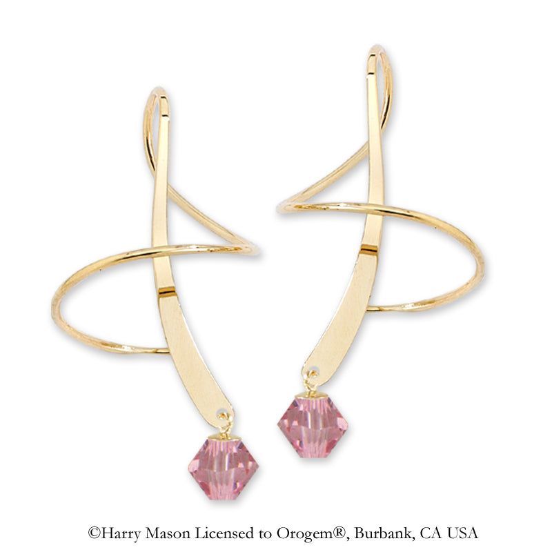 Earspiral Earrings by Harry Mason - Swarovski Crystal Dangle - 18k Gold Over Silver
