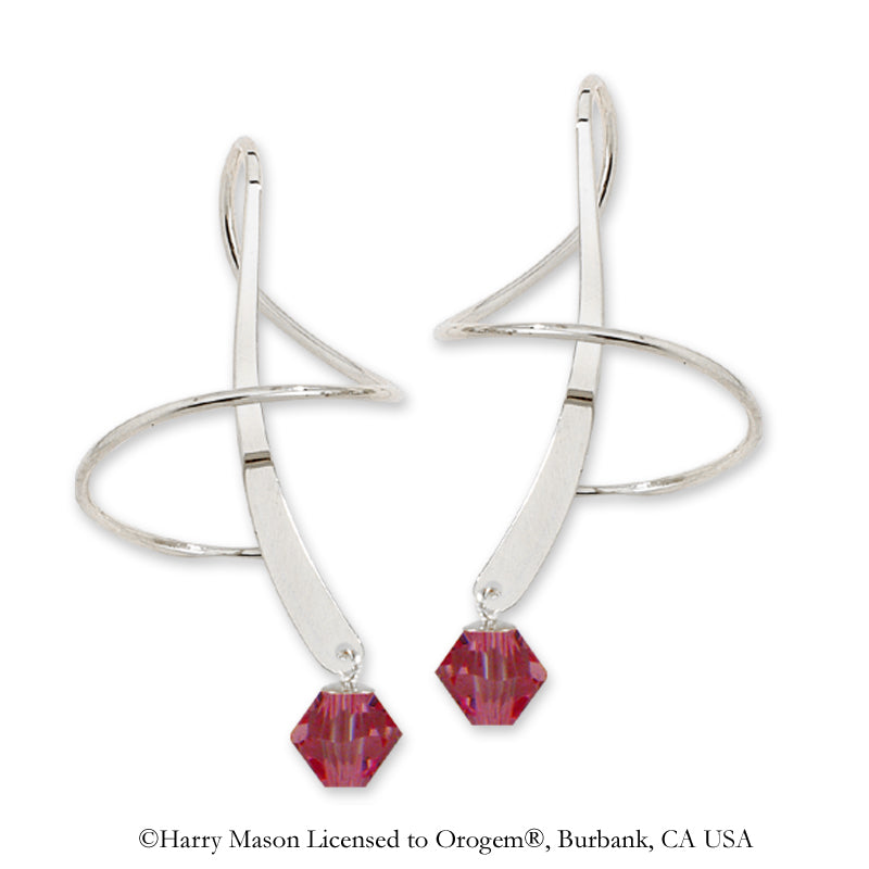 Earspiral Earrings by Harry Mason - Swarovski Crystal Dangle - Sterling Silver