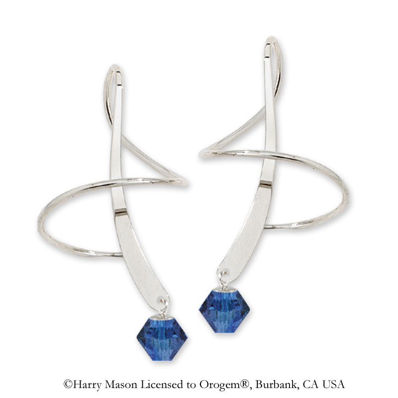 Earspiral Earrings by Harry Mason - Swarovski Crystal Dangle - Sterling Silver