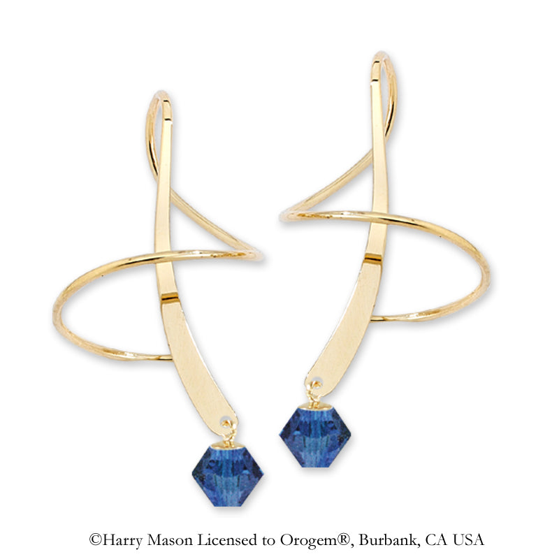 Earspiral Earrings by Harry Mason - Swarovski Crystal Dangle - 18k Gold Over Silver