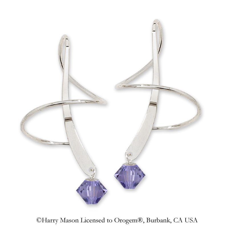 Earspiral Earrings by Harry Mason - Swarovski Crystal Dangle - Sterling Silver