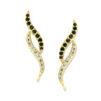 18k Gold Over Silver Black and White Cubic Zirconia Ear Pin Earrings