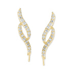 18k Gold Over Silver Cubic Zirconia Double Swirls Ear Pin Earrings