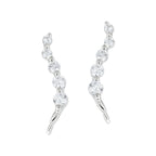 Sterling Silver Cubic Zirconia Journey Ear Pin Earrings - Small Version