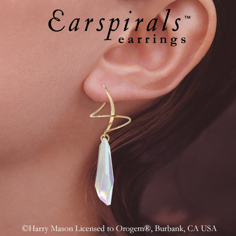 Gold Over Silver Swarovski Crystalactite Earspirals Earrings