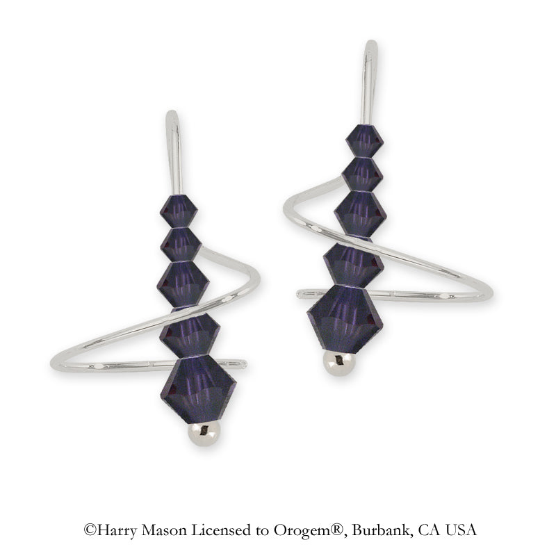 Swarovski Amethyst Crystal Earspirals Earrings Silver