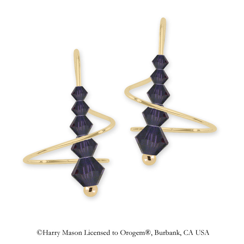 Swarovski Amethyst Crystal Earspirals Earrings Gold Over Silver
