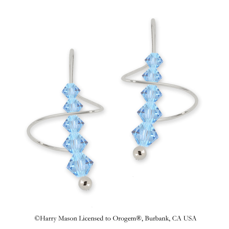 Swarovski Aquamarine Crystal Earspiral Earrings Silver