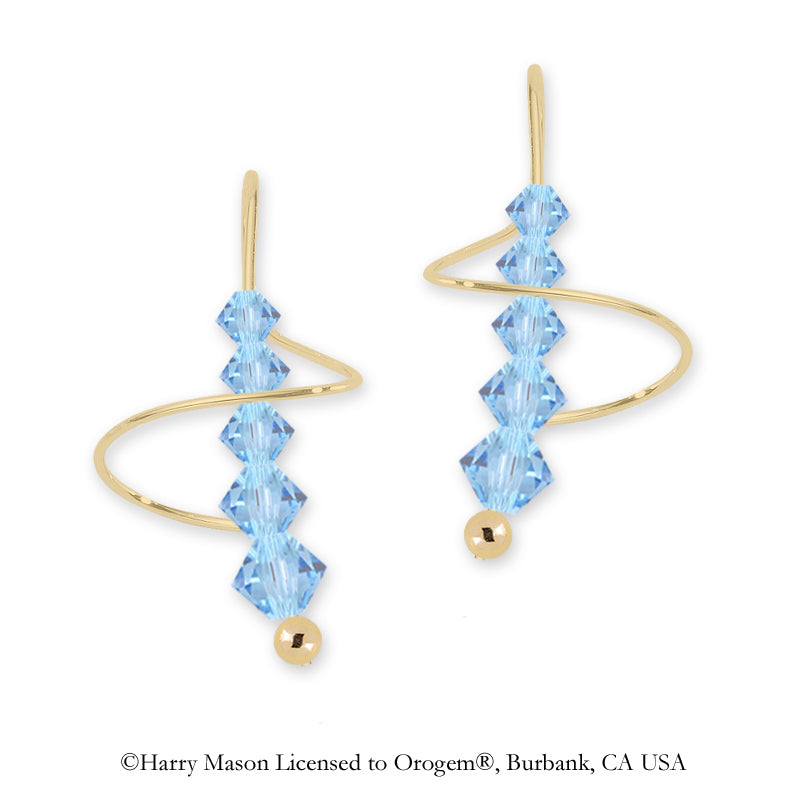 Swarovski Aquamarine Crystal Earspirals Earrings Gold Over Silver