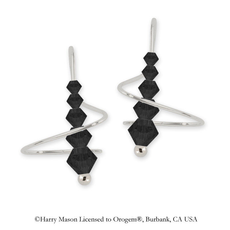 Swarovski Jet Black Crystal Earspiral Earrings Silver
