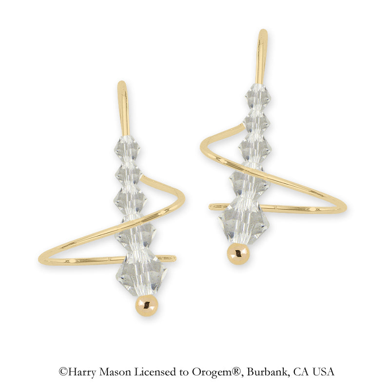 Swarovski Clear Crystal Earspirals Earrings Gold Over Silver