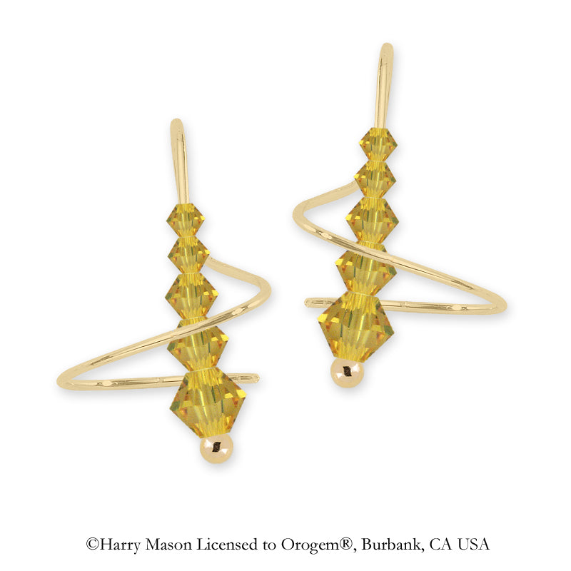 Swarovski Citrine Crystal Earspirals Earrings Gold Over Silver
