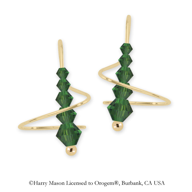 Swarovski Emerald Crystal Earspirals Earrings Gold Over Silver