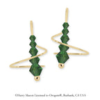 Swarovski Emerald Crystal Earspirals Earrings Gold Over Silver