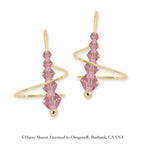 Swarovski Light Pink Crystal Earspirals Earrings Gold Over Silver