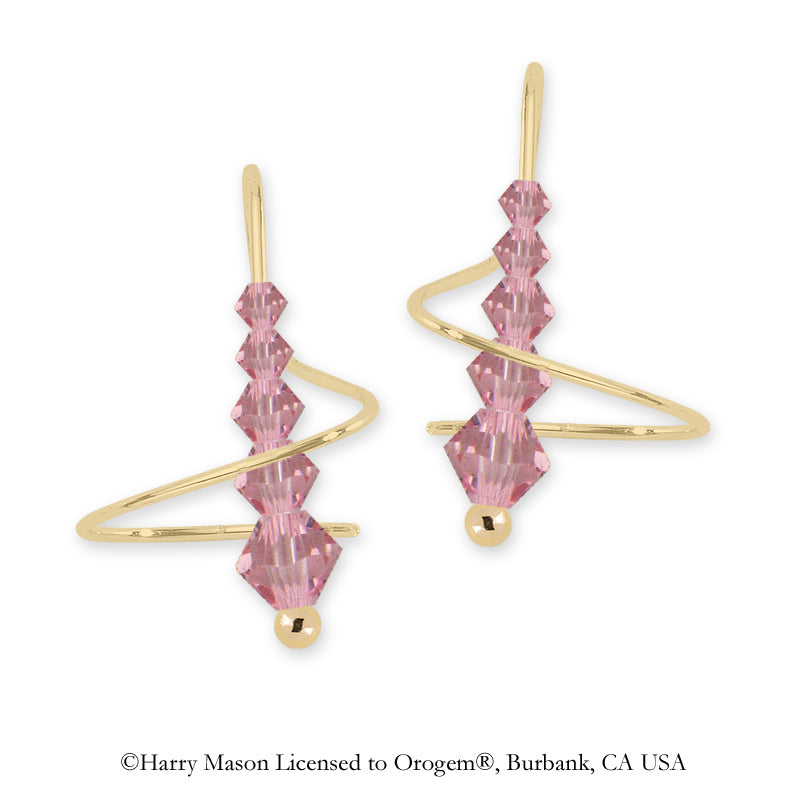 Swarovski Light Pink Crystal Earspirals Earrings Gold Over Silver
