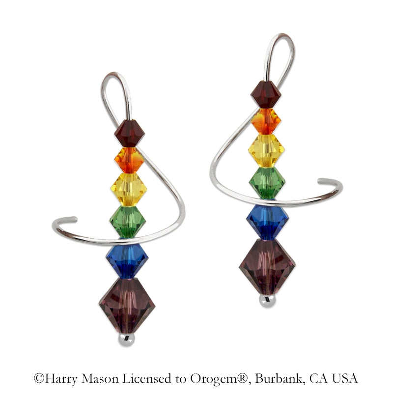 Rainbow Pride Earrings Swarovski Crystals Graduating Drop Earspirals Sterling Silver