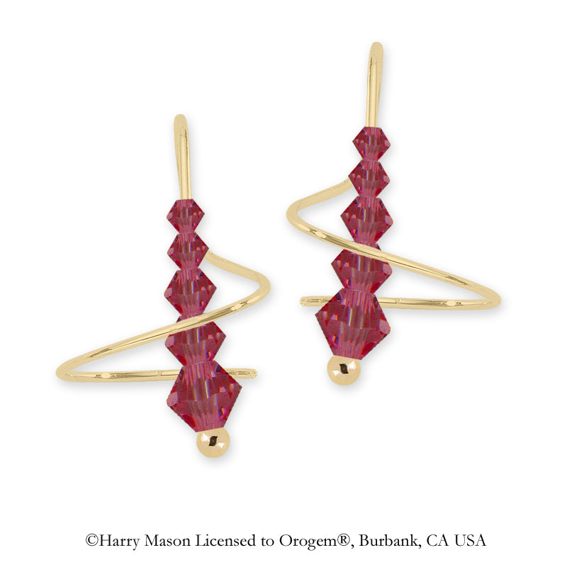 Swarovski Ruby Crystal Earspirals Earrings Gold Over Silver