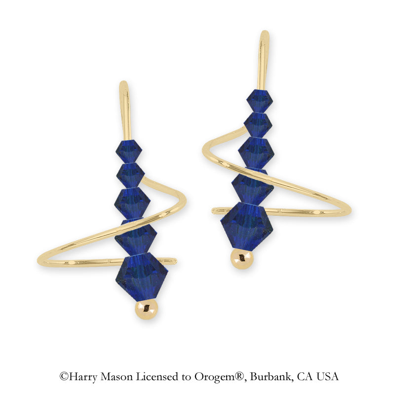 Swarovski Blue Sapphire Crystal Earspirals Earrings Gold Over Silver
